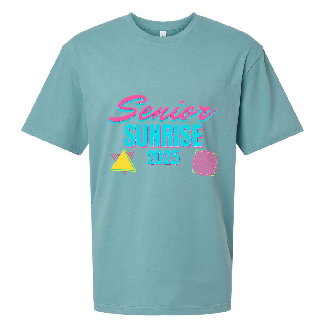 Retro Senior Sunrise 2025 High School 12th Twelfth Grade Sueded Cloud Jersey T-Shirt