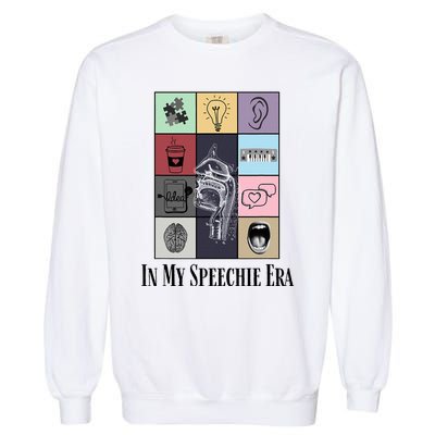 Retro Speech Therapist Slp Speech Therapy In My Speechie Era Garment-Dyed Sweatshirt