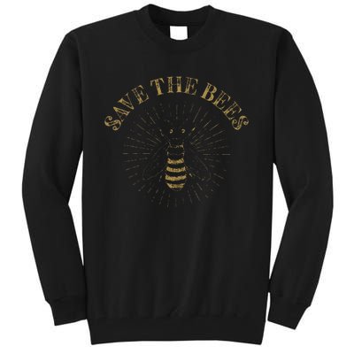 Retro Save The Bees Apiary Bee Beekeeper Earth Day Tall Sweatshirt