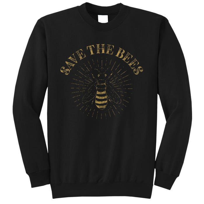 Retro Save The Bees Apiary Bee Beekeeper Earth Day Tall Sweatshirt