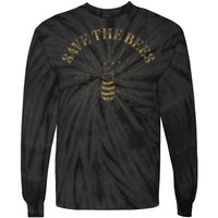 Retro Save The Bees Apiary Bee Beekeeper Earth Day Tie-Dye Long Sleeve Shirt