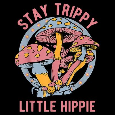 Retro Stay Trippy Little Hippie Groovy Cottagecore Mushroom T-Shirt