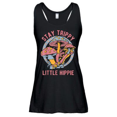 Retro Stay Trippy Little Hippie Groovy Cottagecore Mushroom Ladies Essential Flowy Tank