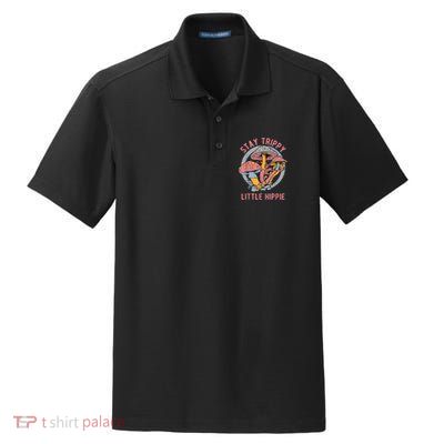 Retro Stay Trippy Little Hippie Groovy Cottagecore Mushroom Dry Zone Grid Polo