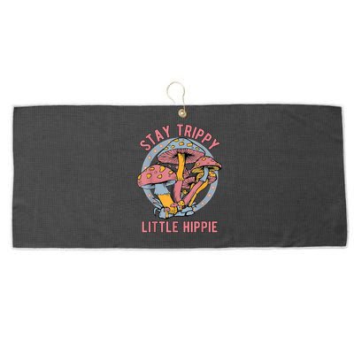 Retro Stay Trippy Little Hippie Groovy Cottagecore Mushroom Large Microfiber Waffle Golf Towel