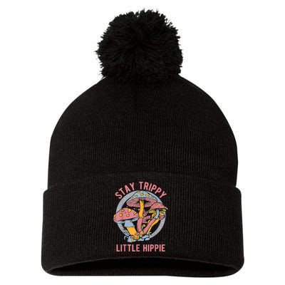 Retro Stay Trippy Little Hippie Groovy Cottagecore Mushroom Pom Pom 12in Knit Beanie
