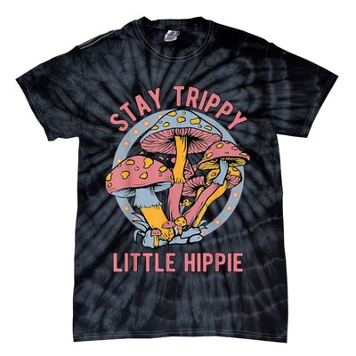 Retro Stay Trippy Little Hippie Groovy Cottagecore Mushroom Tie-Dye T-Shirt