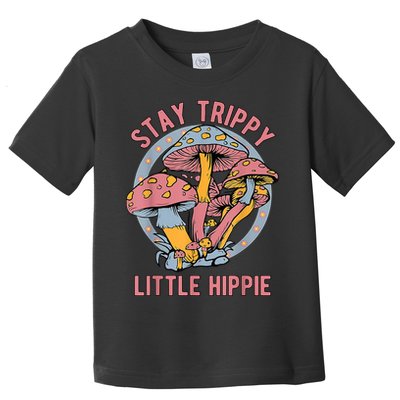 Retro Stay Trippy Little Hippie Groovy Cottagecore Mushroom Toddler T-Shirt