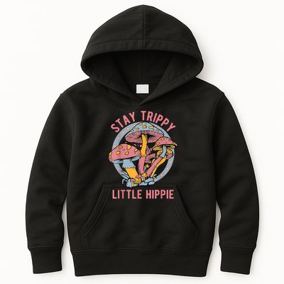 Retro Stay Trippy Little Hippie Groovy Cottagecore Mushroom Kids Hoodie