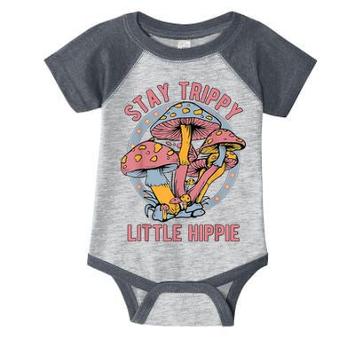 Retro Stay Trippy Little Hippie Groovy Cottagecore Mushroom Infant Baby Jersey Bodysuit