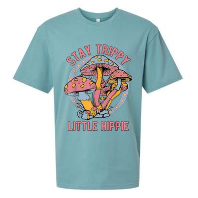 Retro Stay Trippy Little Hippie Groovy Cottagecore Mushroom Sueded Cloud Jersey T-Shirt