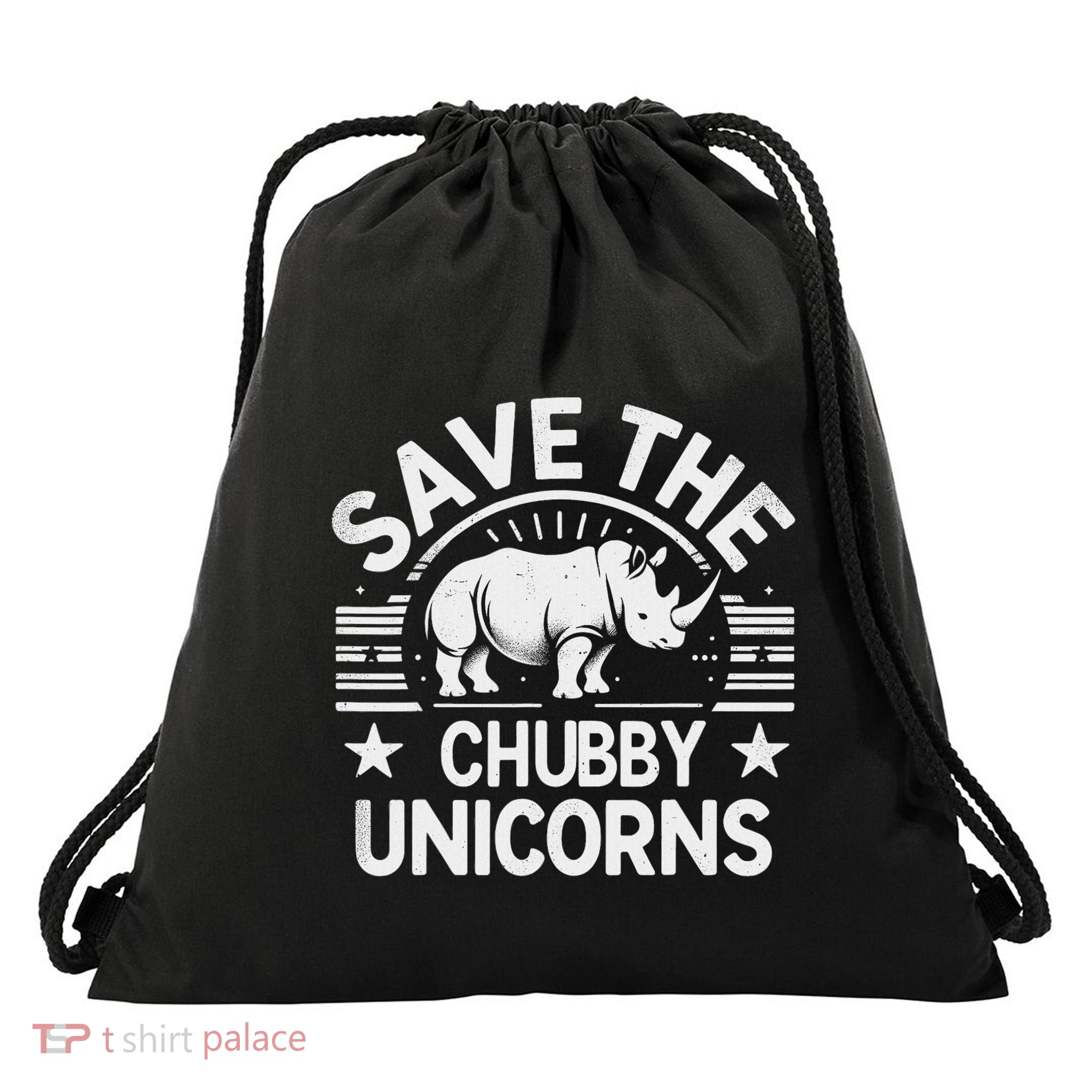 Rhino Save The Cubby Unicorns Rhinoceros Drawstring Bag