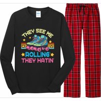 Roller Skating They See Me Rollin They Hatin Skater Skate Long Sleeve Pajama Set