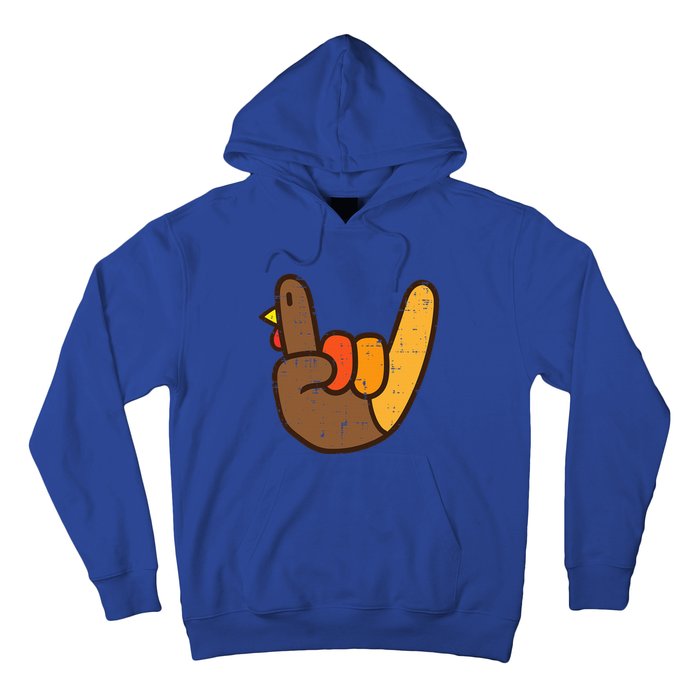 Rock Sign Turkey Hand Cool Thanksgiving Metal Punk Hoodie