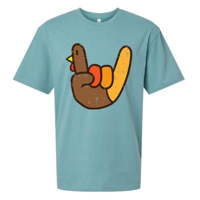 Rock Sign Turkey Hand Cool Thanksgiving Metal Punk Sueded Cloud Jersey T-Shirt