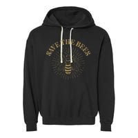 Retro Save the Bees Apiary Bee Beekeeper Earth Day Garment-Dyed Fleece Hoodie