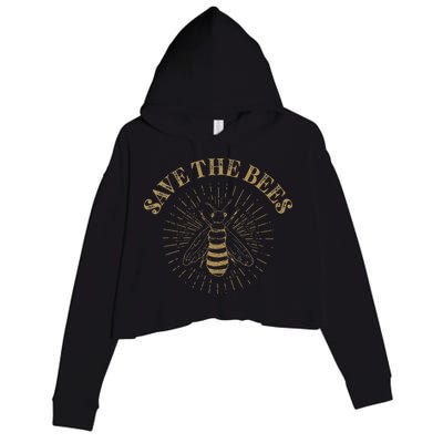 Retro Save the Bees Apiary Bee Beekeeper Earth Day Crop Fleece Hoodie