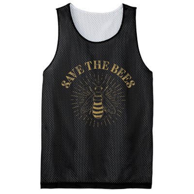 Retro Save the Bees Apiary Bee Beekeeper Earth Day Mesh Reversible Basketball Jersey Tank
