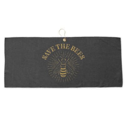 Retro Save the Bees Apiary Bee Beekeeper Earth Day Large Microfiber Waffle Golf Towel