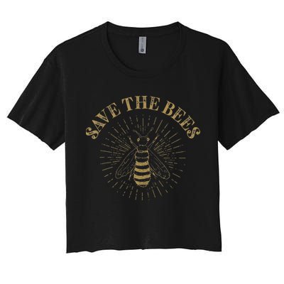 Retro Save the Bees Apiary Bee Beekeeper Earth Day Crop Top