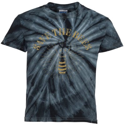 Retro Save the Bees Apiary Bee Beekeeper Earth Day Kids Tie-Dye T-Shirt