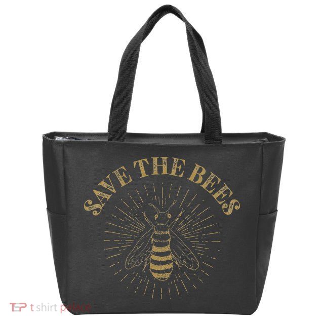 Retro Save the Bees Apiary Bee Beekeeper Earth Day Zip Tote Bag