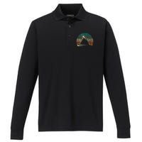 Retro Shark Tail Marine Biologist Shark Lovers Wildlife Performance Long Sleeve Polo