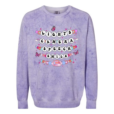 Retro Speech Therapy Lights Camera Speech Smile New Slp Gift Colorblast Crewneck Sweatshirt