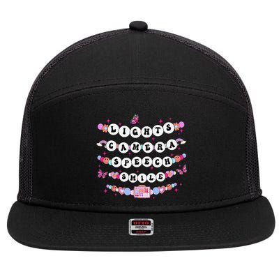 Retro Speech Therapy Lights Camera Speech Smile New Slp Gift 7 Panel Mesh Trucker Snapback Hat