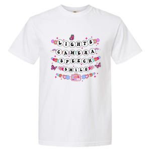 Retro Speech Therapy Lights Camera Speech Smile New Slp Gift Garment-Dyed Heavyweight T-Shirt