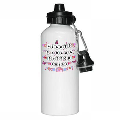 Retro Speech Therapy Lights Camera Speech Smile New Slp Gift Aluminum Water Bottle 