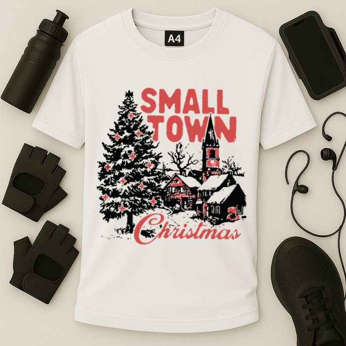 Retro Small Town Christmas Cooling Performance Crew T-Shirt
