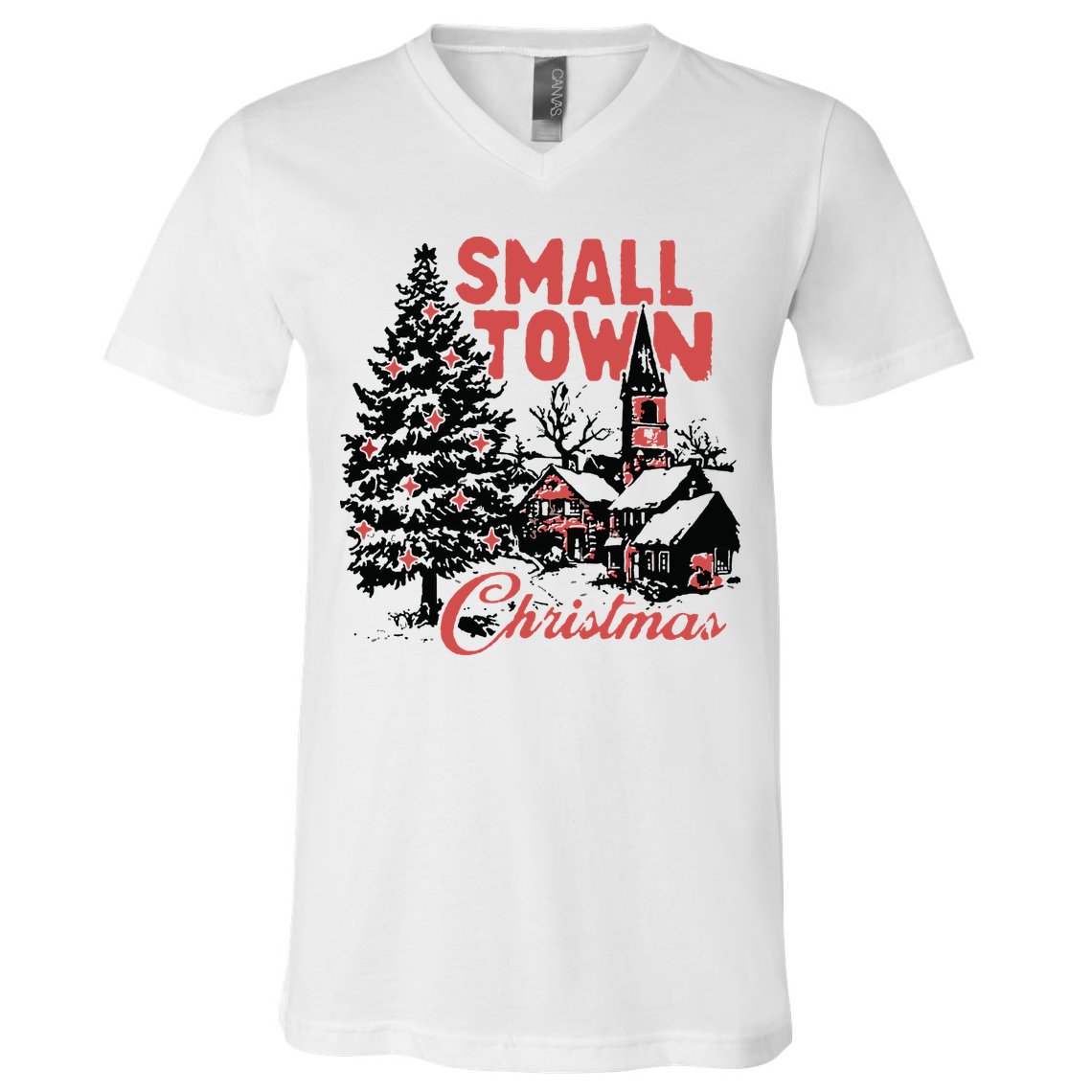 Retro Small Town Christmas V-Neck T-Shirt