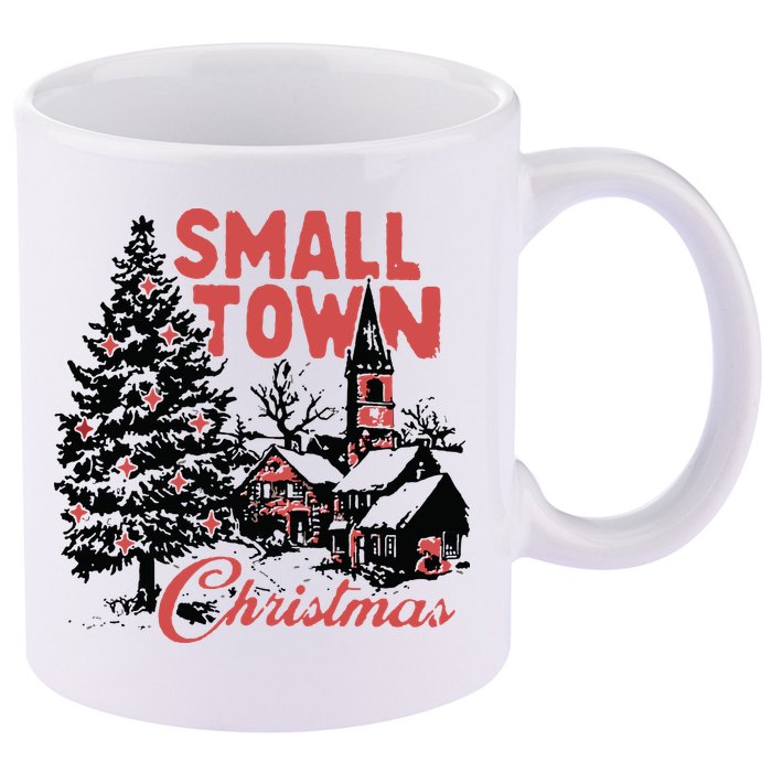 Retro Small Town Christmas 11oz C Handle Ceramic Mug