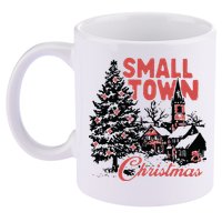 Retro Small Town Christmas 11oz C Handle Ceramic Mug
