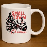 Retro Small Town Christmas 11oz C Handle Ceramic Mug