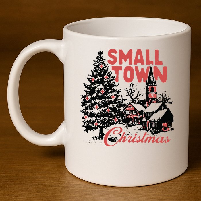 Retro Small Town Christmas 11oz C Handle Ceramic Mug