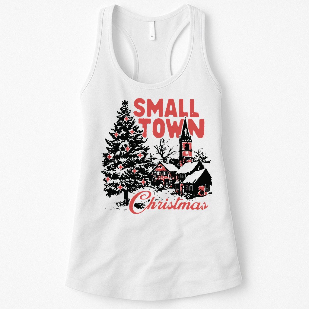 Retro Small Town Christmas Womens Tank Top