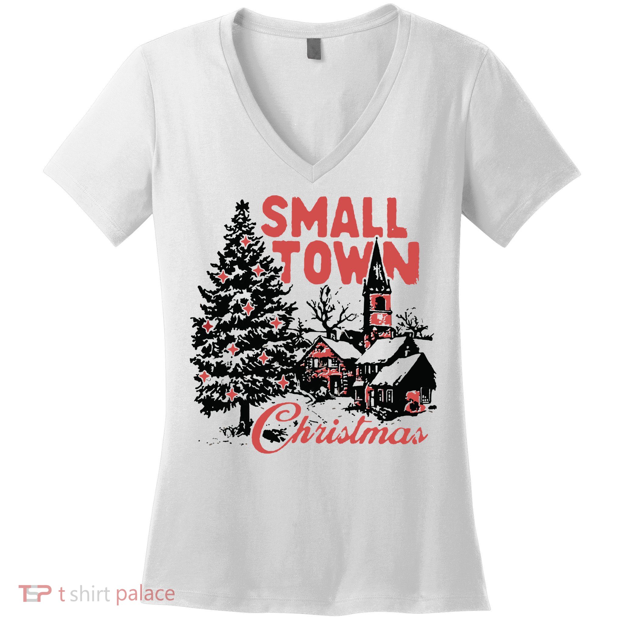 Retro Small Town Christmas Women's V-Neck T-Shirt