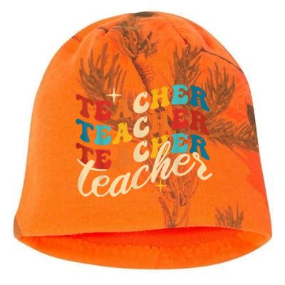 Retro Sunset Teacher Grvooy Back To School For Teacher Kati - Camo Knit Beanie