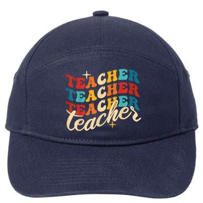 Retro Sunset Teacher Grvooy Back To School For Teacher 7-Panel Snapback Hat