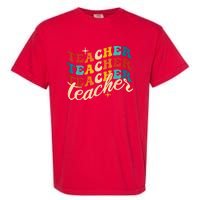 Retro Sunset Teacher Grvooy Back To School For Teacher Garment-Dyed Heavyweight T-Shirt