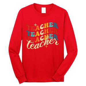 Retro Sunset Teacher Grvooy Back To School For Teacher Long Sleeve Shirt