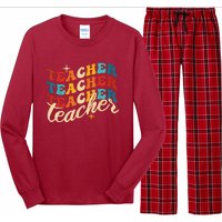 Retro Sunset Teacher Grvooy Back To School For Teacher Long Sleeve Pajama Set