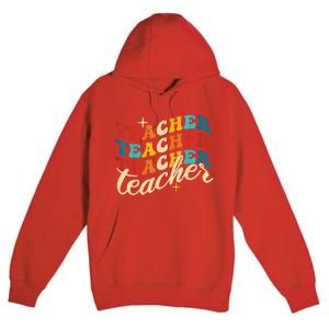 Retro Sunset Teacher Grvooy Back To School For Teacher Premium Pullover Hoodie