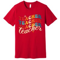 Retro Sunset Teacher Grvooy Back To School For Teacher Premium T-Shirt