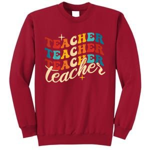 Retro Sunset Teacher Grvooy Back To School For Teacher Tall Sweatshirt