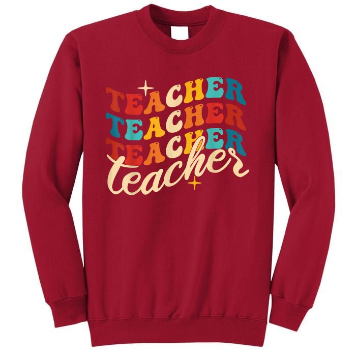 Retro Sunset Teacher Grvooy Back To School For Teacher Tall Sweatshirt