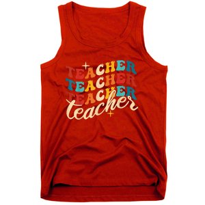 Retro Sunset Teacher Grvooy Back To School For Teacher Tank Top