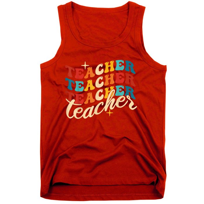 Retro Sunset Teacher Grvooy Back To School For Teacher Tank Top